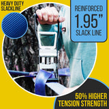 SereneLife Ninja Warrior Slack Line Obstacle Course 50ft Slackline with 18 Jungle Gym Tree Climbing Attachments Backyard Outdoor Play Equipment Set for Kids Outside with Rope Ladder and Accessories SereneLife