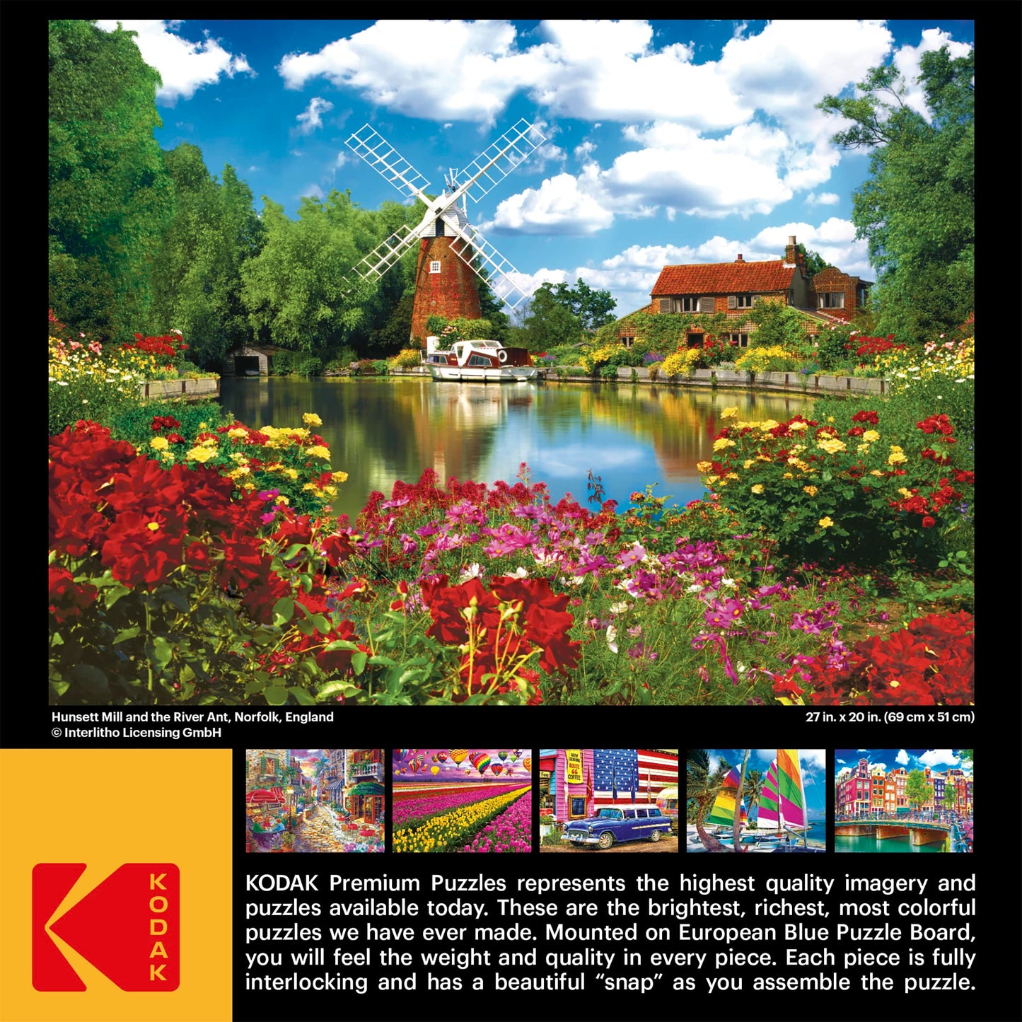 RoseArt - Kodak Premium - Hunsett Mill and The River Ant, Norfolk, England - 1000 Piece Jigsaw Puzzle for Adults