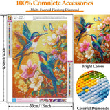 Hummingbird Diamond Art Kits for Adults- Hummingbird Diamond Painting Kits Adults, Animals Gem Painting Kit for Home Wall Decoration Gift 12x16 Inch Gemozaic
