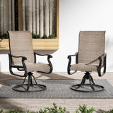 VONZOY Patio Swivel Chairs Set of 2, Outdoor Dining Chairs with High Back, All-Weather Swivel Rocker Chair for Lawn, Porch or Garden (Brown) VONZOY
