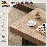 Lareth Coffee Table 39 in Rustic Center Table with X-Design Wooden Pedestal for Living Room, Space Saving, Rectangle Home Office Tea Accent Table for Apartment, Dark Oak Black Lareth