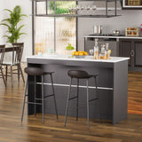 PAKASEPT 43'' Modern Kitchen Island with Storage,Island Table with LED Lights & Cabinet for Kitchen,Imitation Marble Large Dining Table for 4,Dining Room,Living Room,Home Bar,Black PAKASEPT