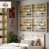 HOMCOM 5-Tier Display Cabinet, Glass Door Cabinet with Adjustable Shelves, Wall-Mounted Display Case for Playroom, Bedroom, Oak HOMCOM