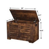 DINZI LVJ Storage Chest, Flip-Top Wooden Toy Box with 2 Safety Hinges, Retro Entryway Shoe Bench, Sturdy Large Storage Trunk for Living Room, Bedroom, Toddler Room, Easy Assembly, Rustic Brown DINZI LVJ