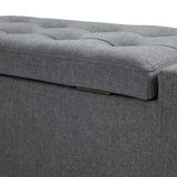 HOMCOM Storage Ottoman, Linen Upholstered Storage Bench with Lift Top and Button Tufted for Living Room, Gray HOMCOM