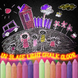 12 Pcs 6 Color Glow in the Black Lights Chalk UV Neon Sidewalk Chalk and 2 Pcs UV Flashlight Outdoor Dustless Black Light Party Supplies for Birthday Gift Painting Drawing on Chalkboard Playground Weewooday