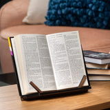 TILISMA Wooden Cook Book Stand – Handmade Walnut Book Holder for Reading Hands Free – Cookbook Stand for Kitchen Counter – Recipe Holder – Reading Accessories for Kitchen – Cookbook in Ipad and Tablet TILISMA