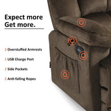 MCombo Zero Gravity Power Recliner Sofa with Drop Down Table, Heat and Vibration Massage, 3 Seater Dual Reclining Couch with USB Ports, Cup Holders for Living Room, Fabric RS6236 (Dark Brown) MCombo