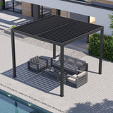 Outdoor Louvered Pergola 10' x 10', Aluminum Louvered Pergola with Adjustable Roof, Adjustable Pergolas for Outdoor Deck, Patio, Lawn & Garden GS CHIER