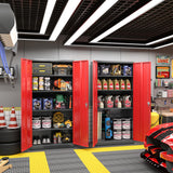 Greenvelly Metal Garage Storage Cabinet with Doors and Adjustable Shelves,72" Black Red Locking Steel Garage Cabinet,Storage Cabinet with Lock, Metal Tool Cabinets for Garage,Home Office,School Greenvelly