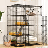 YITAHOME 4-Tier Indoor Cat Enclosure with Hammock - Large Metal Wire Playpen Kennel for 1-3 Cats YITAHOME