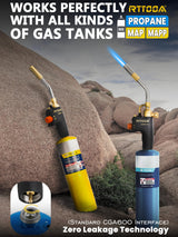 High Intensity Propane Torch Head Adjustable, GJ-8000 Trigger Start Map Gas Torch Kit Mapp Gas Torch with Self Ignition,Pencil Flame Welding Torch Fuel by MAPP, MAP/PRO（CSA Certified) (GJ-8000Pro) RTTOOA