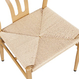 Yaheetech Weave Dining Chair Weave Dining Chair Rattan Chair Metal Dining Chair Armchairs Hemp Seat Chair Accent Chair for Kitchen, Dining, Living Room Set of 2, Wood Color Yaheetech