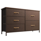 Nicehill Dresser for Bedroom with 5 Drawers, Storage Drawer Organizer, Wide Chest of Drawers for Closet, Clothes, Kids, Baby, TV Stand with Storage Drawers, Wood Board, Fabric Drawers（Brown） Nicehill