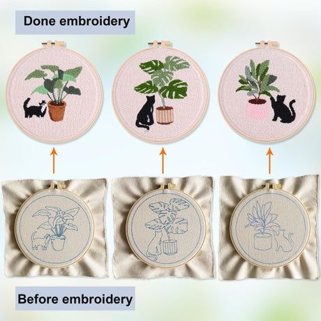 Myfelicity Punch Needle Kit for Adults, Beginners, Kids, Cat and Greenery Patterns, Includes Punching Needle Supplies Myfelicity