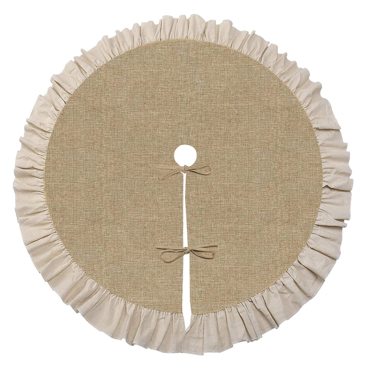 yuboo 48" Burlap Fall Christmas Tree Skirt with Ruffle Border, Beach Farmhouse Tree Skirt Linen Rustic Tree Ornaments for Christmas Holiday Party Decorations yuboo