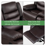 Prilinex Brown Rocker Recliner Chair - Oversized Leather Lazy Boy Recliner Chair with Overstuffed Armrest, Faux Leather Manual Reclining Chair for Living Room, Bedroom, Home Theater Prilinex