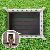 COZIWOW Outdoor Cat House, Wooden 2 Story Cat Scratcher House, Wood Cat Shelter Waterproof, Cat Enclosures Indoor with Openable Roof, Escape Door, Outside Cat Hideout for Feral Cats, Grey COZIWOW