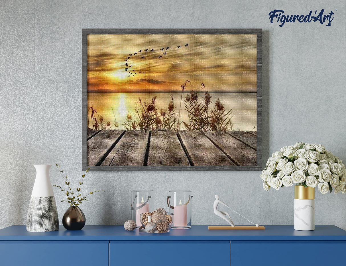 Figured’Art Diamond Painting Art kit for Adults 16"x20" Full Square Drill 5D at The Lake Complete DIY - Rolled Canvas Figured'Art