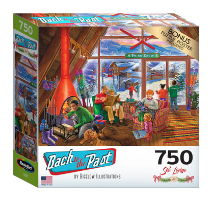 RoseArt - Back to The Past - Ski Lodge - 750 Piece Jigsaw Puzzle for Adults