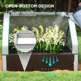 Outsunny 4 x 3 x 1ft Raised Garden Bed with Mini Greenhouse, Galvanized Outdoor Planter Box with Cover, for Herbs and Vegetables, Use for Patio, Garden, Balcony, White Cover and Brown Planter Outsunny