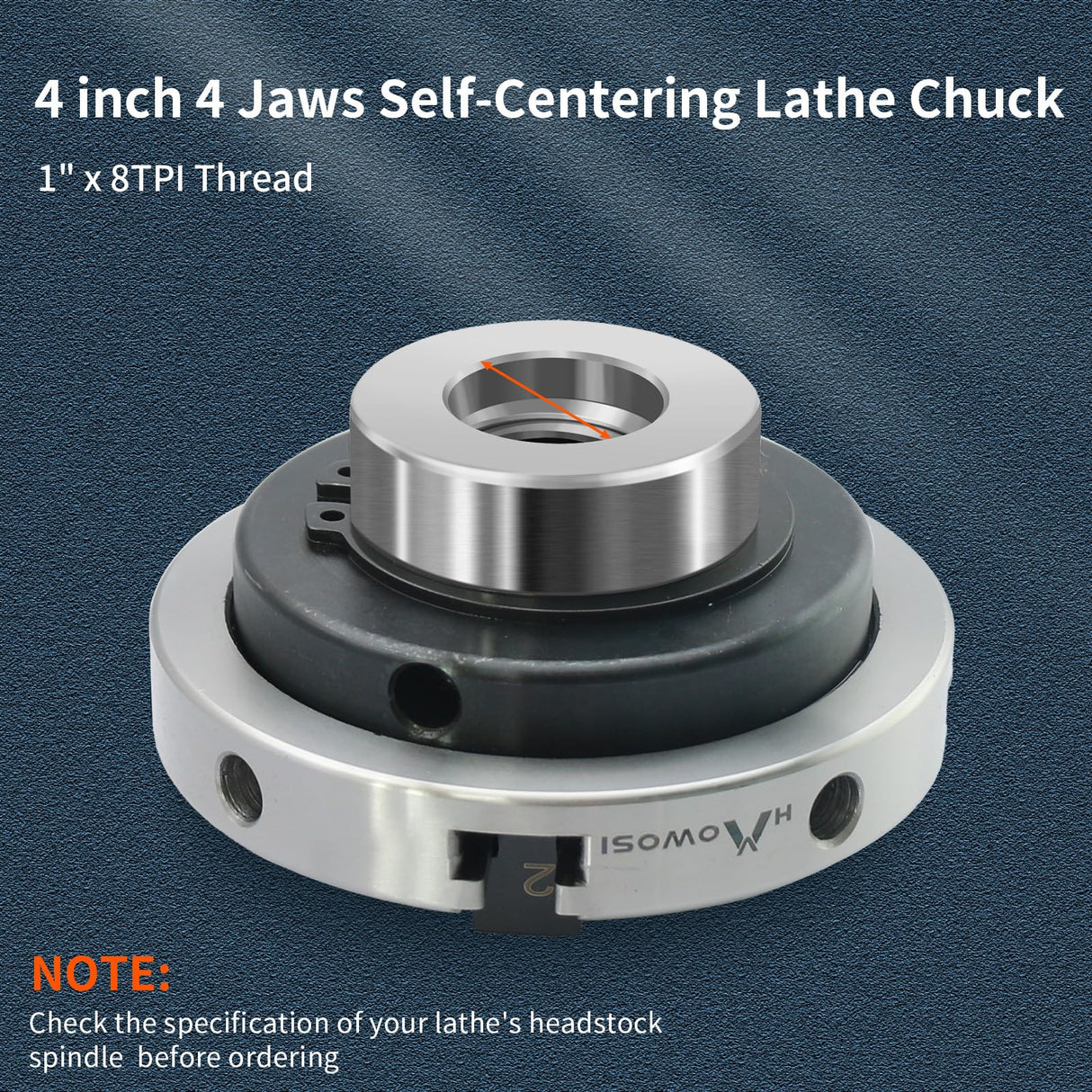 Wood Lathe Chuck,4-Inch 4-Jaw Lathe Chucks, Self-Centering Lathe Chucks for Woodturning with 1"x8TPI Thread HAowosi