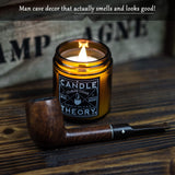 Scented Candle Gift Set of 3, 4oz Candles, Crackling Wood Wick Candled for Home, 3 Scents Cuban Cigar, Spanish Leather, Crackling Hearth, Mens Candle Bachelor Pad Decor Man Cave Decor CANDLETHEORY