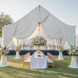 20ftx30ft White Ceiling Curtain for Wedding Parties – 4 Panels Wrinkle-Free 30 FT Long Tent Draping Curtains for Wedding, Birthday & Theme Parties, 30ft Height with Rod Pocket Party Village