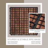 THYOI 10PCS 6 Slats Wood Deck Tiles, 12"x12" Interlocking Deck Tiles, Water Resistant for Indoor & Outdoor, Balcony Flooring, Square Joint (Dark Brown - Normal Base) THYOI
