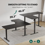 FEZIBO L Shaped Standing Desk, 63" Corner Standing Desk with Electric Adjustable Height, L Shaped Adjustable Desk with Splice Board, Black FEZIBO