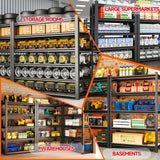 47.3"W Garage Shelving Heavy Duty, 2500 LBS Capacity Industrial Shelving Units, Standing Shelf Storage, Detachable and Adjustable 5 Tier Metal Shelves for Warehouse, Basement, Pantry Closet, Black Bezuny