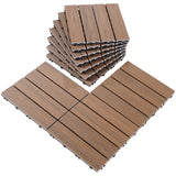 PURE ERA Wood Composite Interlocking Floor Deck Tiles Indoor Outdoor Use 12"x12" (10Pcs, 10 sq. Ft, Light Brown Maple Wood Pattern) - Great Upgrade to Patio Backyard Pathway PURE ERA