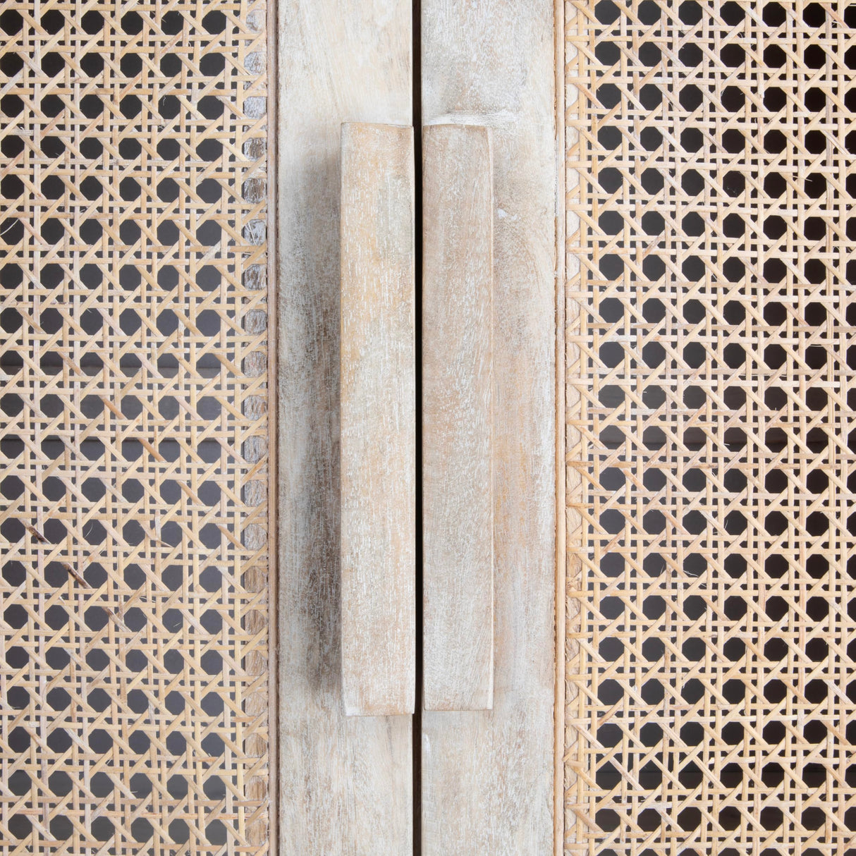 Creative Co-Op Mango Wood and Cane Curio Cabinet with 3 Shelves and 2 Doors, Natural Creative Co-Op