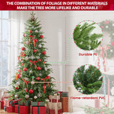 Yaheetech 6ft Pre-Lit Aspen Christmas Tree with 350 Multicolored LED Lights, 1576 PE & PVC Branch Tips, 9 Light Modes Lighted Artifical Noble Fir, Holiday Décor, Foldable Metal Stand Yaheetech