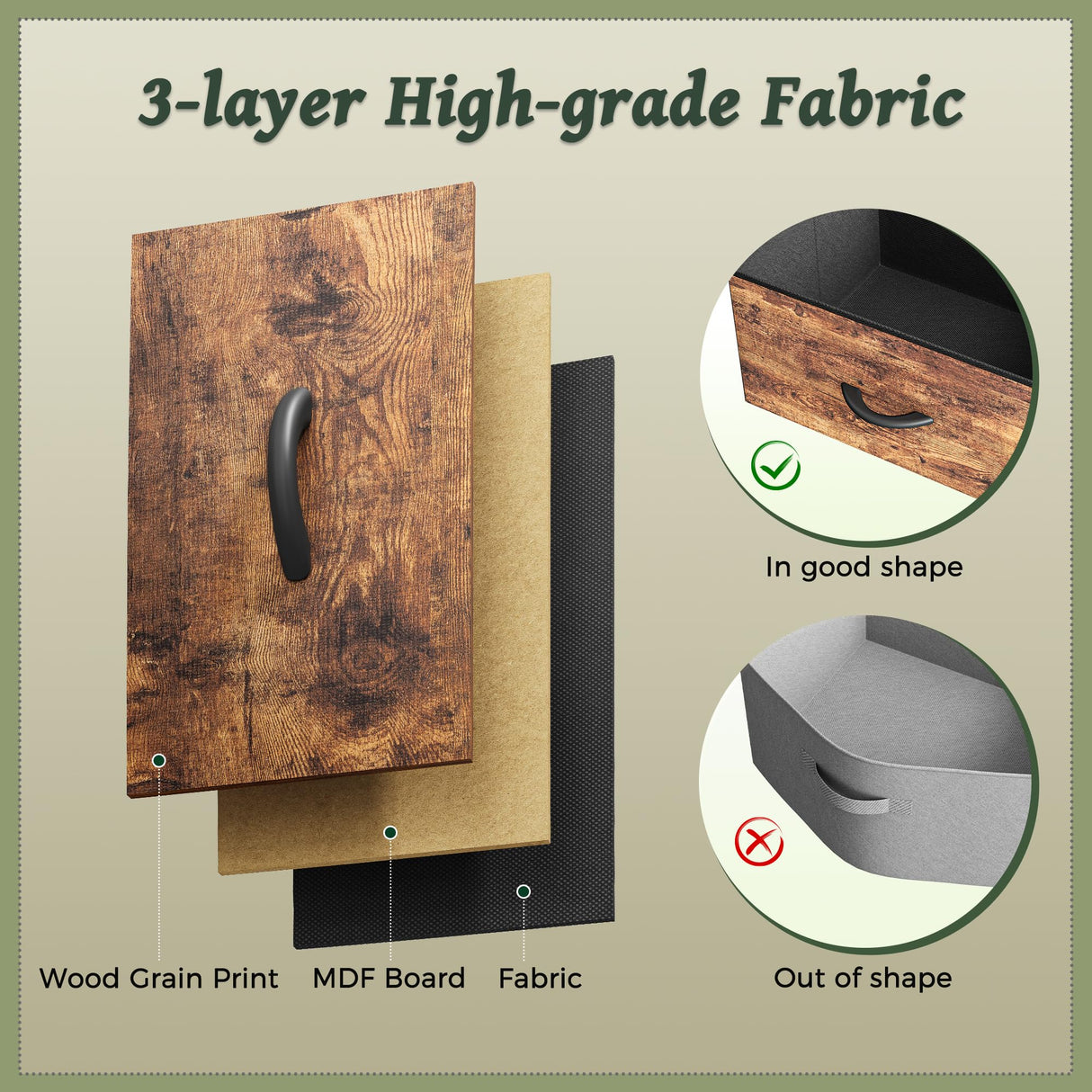 Huuger Dresser with 7 Drawers, 47 Inch Dresser TV Stand for 43, 50, 55 Inch TV, Wide Fabric Dresser Chest of Drawers, Metal Frame, Storage Dresser for Bedroom, Nursery, Clothing, Rustic Brown Huuger