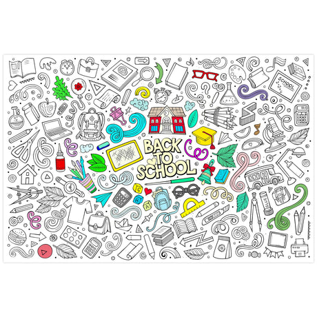 AllReal Back to School Giant Coloring Poster School Classroom Large Coloring Banner 47.2 x 31.4 Inch Large Welcome Back Giant Floor Coloring Books for First Day of School Craft Party Supplies AllReal