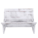 MyGift Shabby Whitewashed Wood Bookcase with Tilted Design, Decorative Storage Organizer Display Bookshelf MyGift