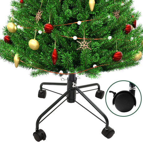 Christmas Tree Stands for Artificial Trees, Artificial Christmas Tree Stand with Wheels,Rolling Christmas Tree Base for 3 Ft to 6 Ft Artificial Christmas Trees, fits 0.5-1.25 Inch Tree Pole, Green BakCover
