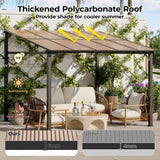 10' x 10' Outdoor Lean to Gazebo, Wall-Mounted Lean to Metal Awnings Gazebos, Hard Top Lean to Pergola, Large Wall-Mounted Heavy Duty Awnings for Patio, Deck, Porch, Lawn and Backyard Hipicute