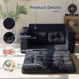 MAXYOYO Convertible Sofa Bed, Pull Out Loveseat Sleeper Sofa, 2 in 1 Folding Couch Bed, Fold Out Floor Couch with Pillows for Living Room Bedroom Lounge, Black MAXYOYO