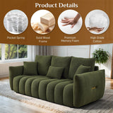 OUYESSIR Teddy Cloud Sofa Couch, 81" Comfy Upholstered Sherpa Deep Seat Boucle Sofa, Modern Cozy 3 Seater Couch with 3 Pillows, Oversized Loveseat for Living Room Office Apartment, Green OUYESSIR