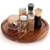 TIDTIA 13" Acacia Wood Lazy Susan Organizer for Cabinet - Round Lazy Susans Turntable for Countertop - Wooden Kitchen Rotating Storage Food Bin Container for Centerpiece Table, Spices, Pantry Tidita
