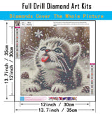 CHWGLFGG 5D Diamond Art Kits for Adults Beginners, Cat Diamond Painting Kits, DIY Full Round Drill Winter Snowy Paint by Diamonds Dot Gem Art for Adults, Home Wall Decor 13.7X 13.7 Inch CHWGLFGG