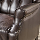Christopher Knight Home GDFStudio Elizabeth Tufted Bonded Leather Recliner, Vintage Reclining Reading Armchair, 28.5D x 34.5W x 41H in, Brown GDFStudio