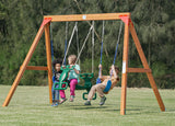 DOLPHIN PLAYGROUND T DIY Swing Sets for Backyard, Wooden Playground Sets with Glider Swing and 2 Belt Swings, Kids Outdoor Play Equipment, Outdoor Playset DOLPHIN PLAYGROUND T