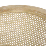 NoeBanJe Mid Century Accent Chair, Armchair with Curved Backrest and Upholstered, Reading Chair with Vintage Rattan Hollow Out, for Living Rooms, Bedrooms, Farmhouses, Balconies (Beige) NoeBanJe