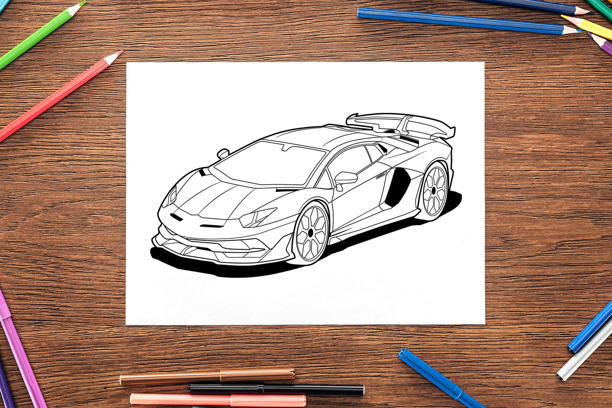 Sports Cars Coloring Book: A Collection of 45 Cool Supercars | Relaxation Coloring Pages for Kids, Adults, Boys, and Car Lovers WoodArtSupply