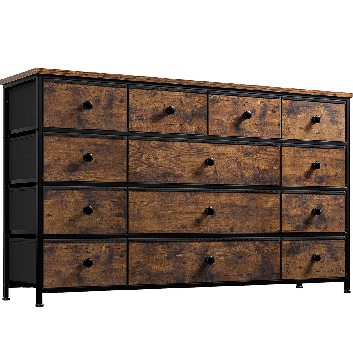 EnHomee TV Stand for 55" TV with 13 Drawers, Long Dresser TV Stand for Bedroom, Large Dressers & Chest of Drawers for Bedroom Living Room Entry, Sturdy Metal Frame,39.4"Wx 31.5"H x 11.8"D,Rustic Brown EnHomee