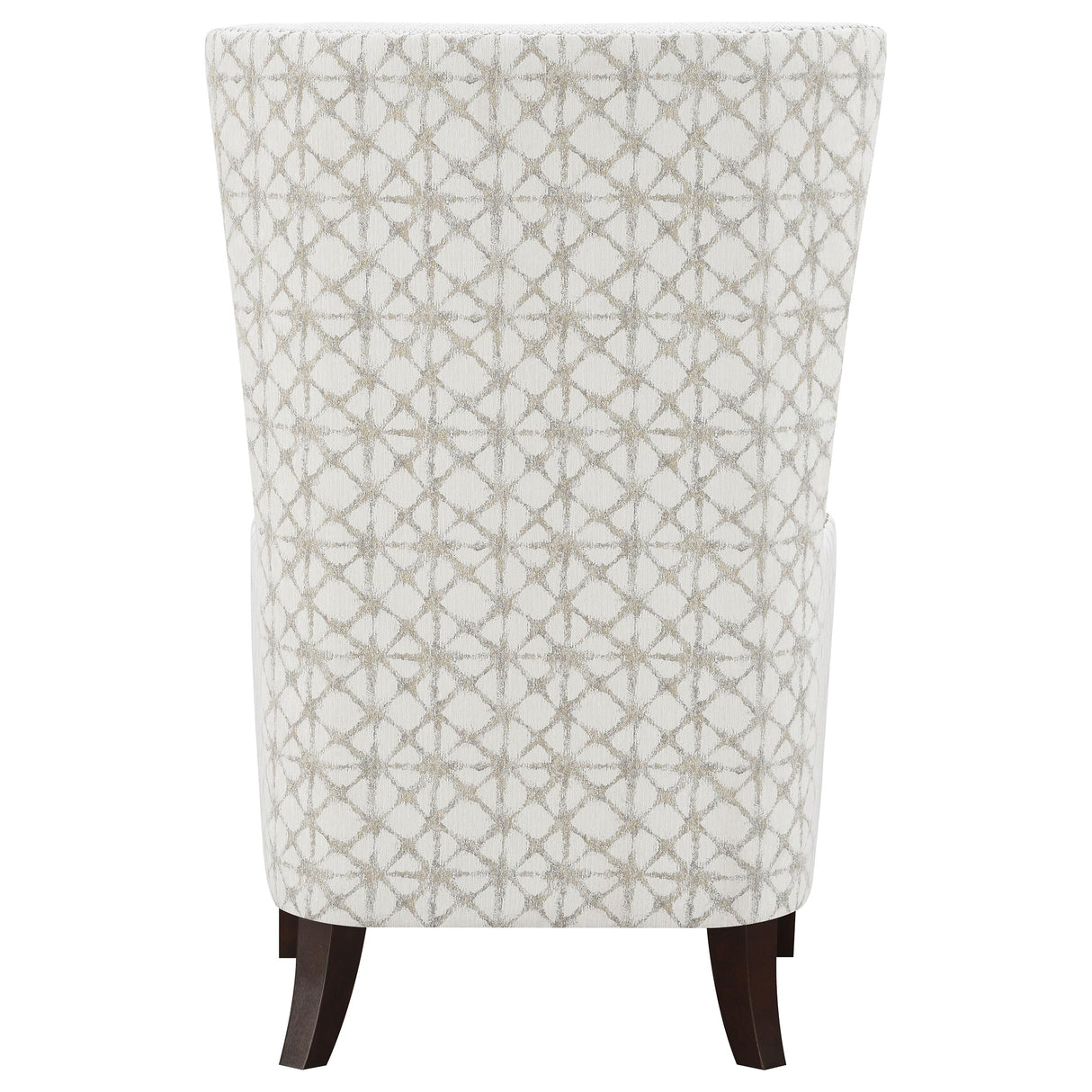 Coaster Home Furnishings - Pippin - Upholstered High Wingback Accent Chair with Brown Wood Legs, Track Arms, Removable T-Cushion, Geometric Pattern and Nailhead Trim - Living Room - Latte - 904066 Coaster Home Furnishings