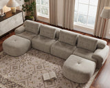 SOFA-IN-BOX 145'' U-Shaped Modular Sectional Sofa Couch, Full-Foam Structure, Compression Packaging Design, Woven Texture Upholstery, Oversized Modern Sofa for Living Room – Wheat Beige SOFA-IN-BOX